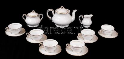 Komplett, hibátlan hat személyes Zsolnay porcelán teáskészlet aranyozott mintával / Complete Zsolnay tea set