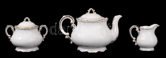Komplett, hibátlan hat személyes Zsolnay porcelán teáskészlet aranyozott mintával / Complete Zsolnay...