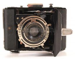 cca 1930 Zeiss Ikon Telma típusú harmonikás fényképezőgép Novar-Anastigmat f4.5/75mm objektívvel eredeti bőrtokban, Jó állapotban / Folding photo camera in leather case, works well