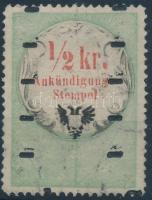 1854 1/2kr Hirdetvénybélyeg