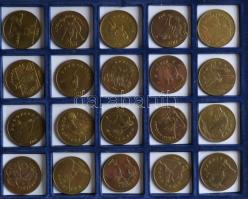 Amerikai Egyesült Államok 1984. "XXIII. nyári olimpiai játékok - Los Angeles" 20db klf Br emlékérem tálcán T:1-,2 USA 1984. "Games of the XXIII Olympiad - Los Angeles" 20pcs of various medallions C:AU,XF