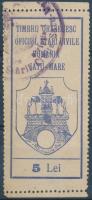 1924 Szatmárnémeti városi illetékbélyeg 5 Lei