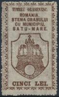 Szatmárnémeti városi illetékbélyeg 5 Lei, nyomathiányos