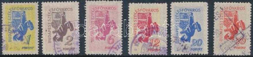 1947 Budapest városi illetékbélyeg, 10 1/2 fogazás 1Ft, 2Ft, 6Ft, 12Ft, 20Ft, 50Ft