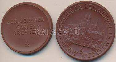 Németország DN "Meissen" porcelán emlékérem (53mm) + DN "Drezda Állatkert" porce...