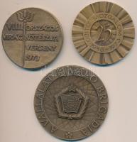 Fekete Géza (Dezső) (1939-) 1973. "Újító Mozgalom" Br emlékérem (60mm) + 1973. "Budapest Centenáriumának Tiszteletére - VIII. Országos Virágkötészeti Verseny 1973" Br emlékérem (58mm) + DN  "A Vállalat Kiváló Brigádja" Br emlékérem (70mm) T:2