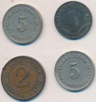 Német Birodalom/Weimari Köztársaság/Német 3. Birodalom 1911A,D 5pf (2x) + 1924. 2pf + 1940A 1pf T:2 German Empire/Weimar Republic/German Third Reich 1911A,D 5 Pfennig (2x) + 1924. 2 Reichspfennig + 1940A 1 Reichspfennig C:XF