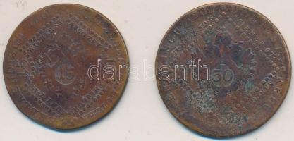 1807S 15Kr Cu + 30Kr Cu "I. Ferenc" T:3