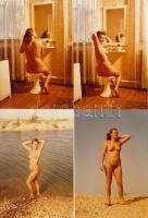 cca 1970 Színes emlékek, 8 db finoman erotikus fotó, 15x6 cm / cca 1970 Erotic photo, 15x6 cm