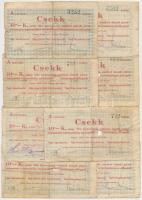 Pápa 1919. "Pápai csekk" 10K + 20K + 50K, összesen 61db, mind lyukasztással érvénytelenítve T:vegyes Adamo PÁP-1.1,1.2,1.3