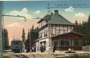 Tátraszéplak, Poprad felé menő villamos, vasúti állomás / tram station