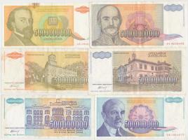 Jugoszlávia 1978-1993. 100D - 50.000.000.000D (52x) T:vegyes Yugoslavia 1978-1993. 100 Dinara - 50.000.000.000 Dinara (52x) T:mixed