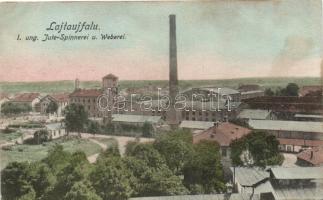 Lajtaújfalu, Neufeld an der Leitha; I. Ungarische Jute-Spinnerei und Weberei, Magyar Szövő és fonó gyár / spinning factory (EK)