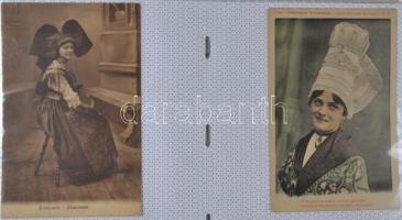 102 db régi FRANCIA képeslap, főleg FOLKLÓR; kemény fedelű fotóalbumban / collection of 102 French p...