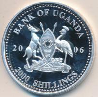 Uganda 2006. 2000Sh Ag "A labdarúgás halhatatlanjainak csarnoka - Románia 1980-as évek / Gheorghe Hagi" T:PP Uganda 2006. 2000 Shilling Ag "Hall of Fame of football - Romania 1980s / Gheorghe Hagi" C:PP