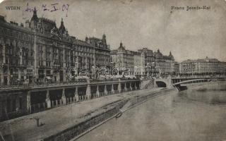 5 db az építkezési folyamatot jól mutató, régi képeslap a bécsi Ferenc József rakpartról / Wien - Vi...