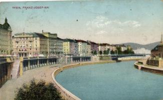 5 db az építkezési folyamatot jól mutató, régi képeslap a bécsi Ferenc József rakpartról / Wien - Vi...