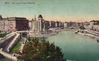 5 db az építkezési folyamatot jól mutató, régi képeslap a bécsi Ferenc József rakpartról / Wien - Vi...