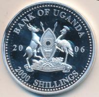 Uganda 2006. 2000Sh Ag "A labdarúgás halhatatlanjainak csarnoka - Argentína 1980-as évek / Maradona" T:PP Tanúsítvánnyal Uganda 2006. 2000 Shilling Ag "Hall of Fame of football - Argentina 1980s / Maradona" C:PP With certificate