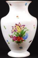 Herendi virágmintás porcelán váza, hibátlan, jelzett, m: 23 cm