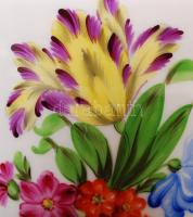 Herendi virágmintás porcelán váza, hibátlan, jelzett, m: 23 cm