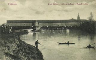Fogaras, Régi Olt híd, Podul vechiu, csónak, Thierfeld Dávid kiadása / old bridge, boat (Rb)