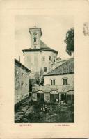 Munkács, Várudvar, 'Rekord' képeslap király / castle garden (EB)