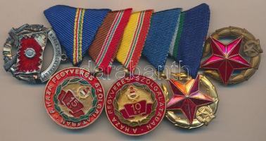 ~1960. "A Haza Szolgálatáért Érdemérem" ezüst fokozata +  "A Haza Fegyveres Szolgálatában" 10, 15 év után + "Közbiztonsági Érem" arany és bronz fokozata a rendőrség tagjai részére, mind az öt kitüntetés mellszalagon és együtt felfüggesztve T:1-,2