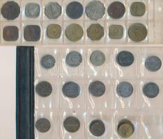 Vegyes magyar és külföldi 65 darabos fémpénz tétel berakólapon T:vegyes