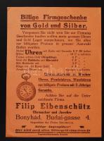 cca 1920-1930 Bonyhád, Filip Eibenschütz órás és ékszerész hirdetőplakátja