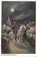 Escaping hungarian hussar, Emge Nr. 134, artist signed