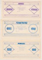 Abony 1972. "József Attila Mezőgazdasági Termelőszövetkezet" 3db különféle "Anyag", "Fenntartás", "Munkadíj" utalványa 1000Ft és 10000Ft-os címletben T:I,I-