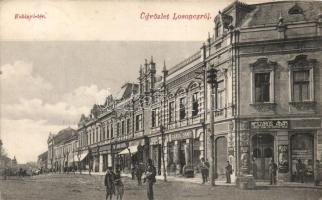 Losonc, Kubinyi tér, Mészáros Ádám fodrász, Halmos, Gandl Samu és ifj. Steiner József kereskedése, Jamrich Gusztáv szabóüzlete / square, hairdresser, shops (fl)