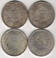 Japán 1Yen (3x) + 1Trade $ régebbi hamisítványok összehasonlításra T:2