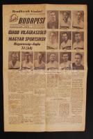 1954 Esti Budapest rendkívüli különkiadása: Újabb világraszóló magyar sportsiker, Magyarország-Anglia (7:1), valamint a hozzá tartozó zászlós kitűző