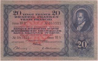 Svájc 1938. 20Fr T:II-,III Switzerland 1938. 20 Francs C:aVF Krause 39.h