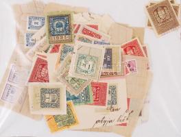 130 db magyar okmány és illetékbélyeg dokumentumokról kivágva