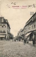 Brassó, Kronstadt; Kapu utca, Purzengasse, Providentia / street, shops (EK)