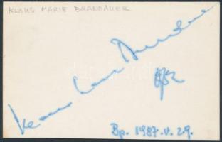 1987 Klaus Maria Brandauer (1943-) osztrák színművész autogramja / 1987 Klaus Maria Brandauer (1943-) autograph signature