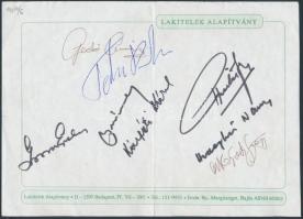 Sportolók aláírása papírlapon (8 db aláírás, pl. Gedó György, Kárpáti Károly stb.)
