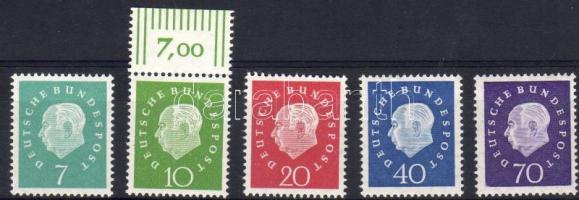 Heuss sor (közte ívszéli bélyeg), Heuss set (margin stamp in that), Heuss (Marke mit Rand darin)