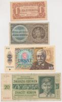 Csehszlovákia 1944. 1K + 1986. 10K + Német 3. Birodalom/Cseh-Morva Protektorátus 1940. 1K + 1944. 20K T:II-,III Czechoslovakia 1944. 1 Korun + 1986. 10 Korun + German Third Reich/Protectorate of Bohemia and Moravia 1940. 1 Korun + 1944. 20 Korun C:VF,F