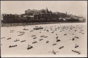1934 Budapesti csónakok felvonulása a Dunán, 15x10 cm