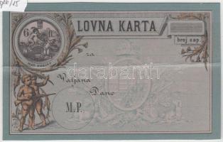 cca 1890 Horvát nyelvű kitöltetlen vadászjegy, középen törött / faulty hunter card