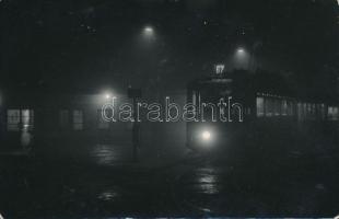 A 67-es villamos végállomása sötétben, 14x9 cm