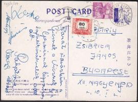 Sportolók által hazaküldött képeslap a sportolók aláírásával (pl. Polyák Imre)