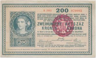 1918. 200K "2063" 4mm vonalas hátlappal, "MAGYARORSZÁG" bélyegzéssel T:III