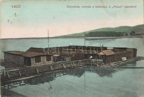 Vác, Csónakda, uszoda, háttérben a Pokol-csárda; kiadja B. M. és társa