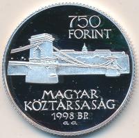 1998. 750Ft Ag "Budapest egyesítésének 125. évfordulója" tanúsítvánnyal T:PP Adamo  EM149