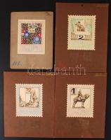 4 db okmánybélyeg terv az 1910-es évek első feléből